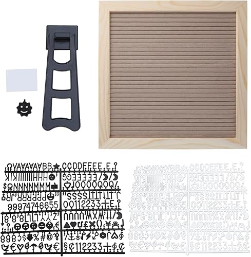 Miniatura 1 de Pine Frame Felt Letter Board 10x10inch Precuts Letter, Script Cursive Words, Felt Message Board Sign Board with Letter