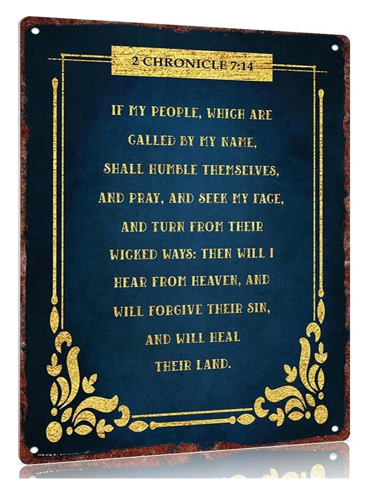 ZDVHOMCB Vintage Religious Metal Sign Inspirational Bible Quote Wall-Art For Church Hallway Entryway Foyer 8 X 12 inch
