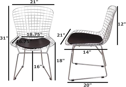 Miniatura 2 de Juego de 1 réplica Harry Bertoia Silla Lateral Blanco