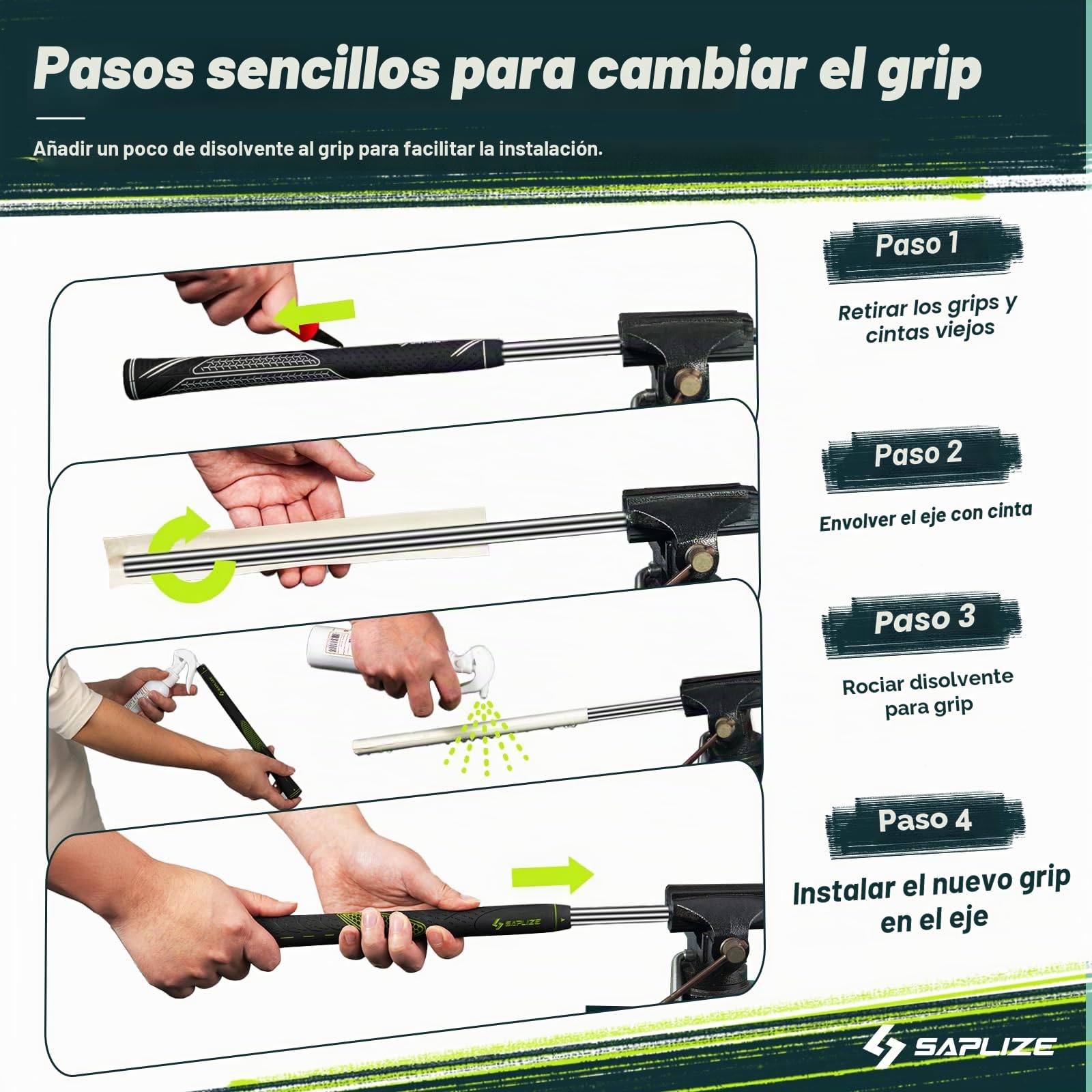 SAPLIZE Juego de 13 empuñaduras de Golf con Kit de regripping Completo, estándar/Mediano, Blanco/Verde/Rojo/Azul, Agarre de Club de Golf