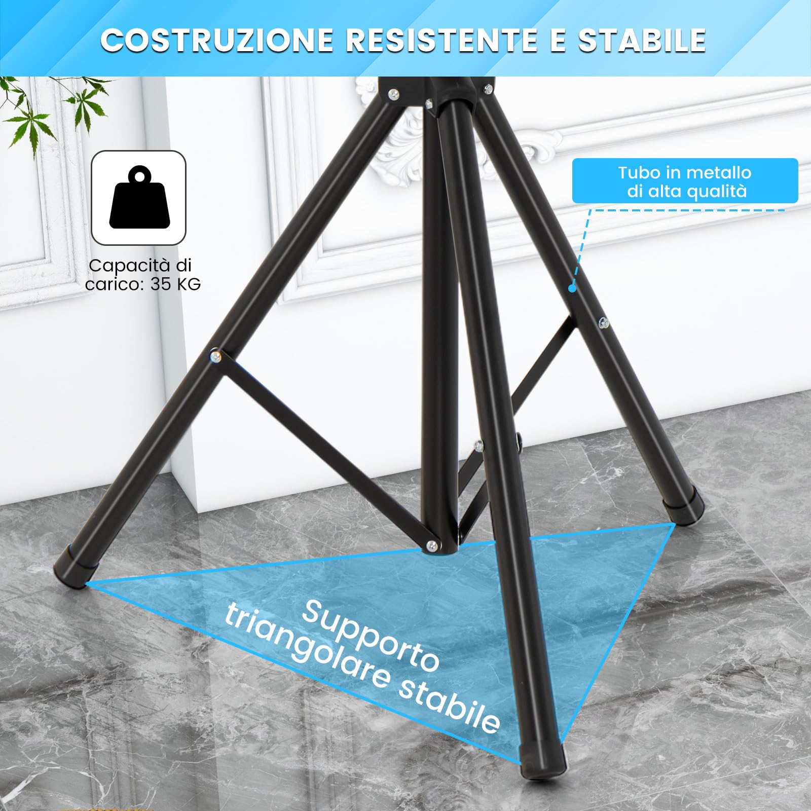 GYMAX Supporto Monitor con Treppiede, Mobile TV Pieghevole con Telaio di Fissaggio per Monitor e Asta di Sollevamento Regolabile in Altezza su 5 Posizioni, Capacità di Peso Massima 35KG, Nero