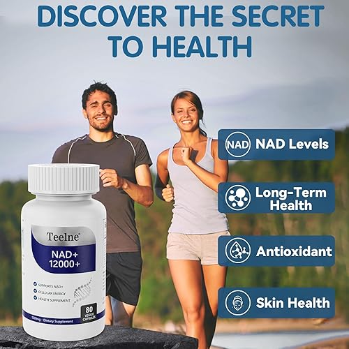 Vista 9 de Suplemento NAD de 1200 mg con resveratrol y quercetina y PQQ, suplemento NAD+ de alta pureza para mujeres y hombres, apoya la salud celular