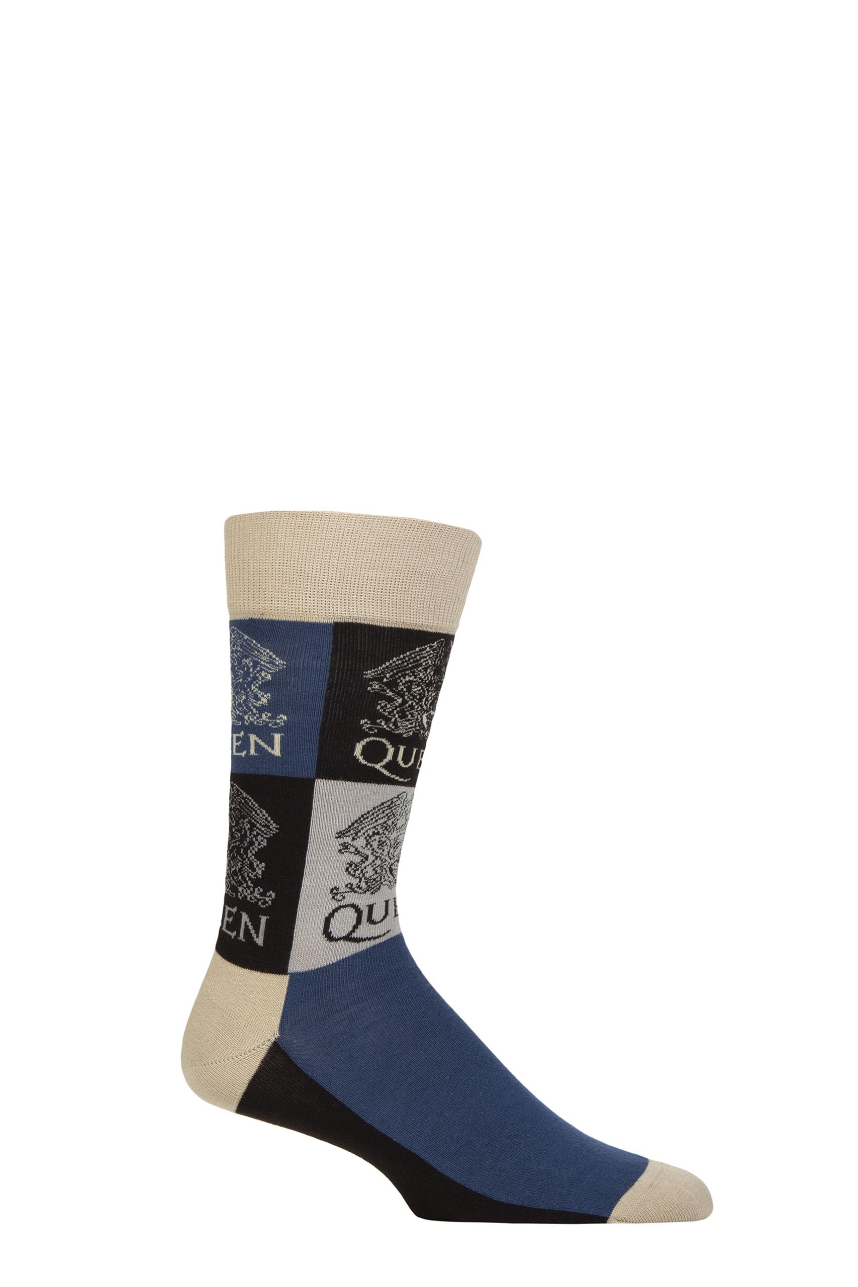 Queen Navy Socks - Crest Blocks