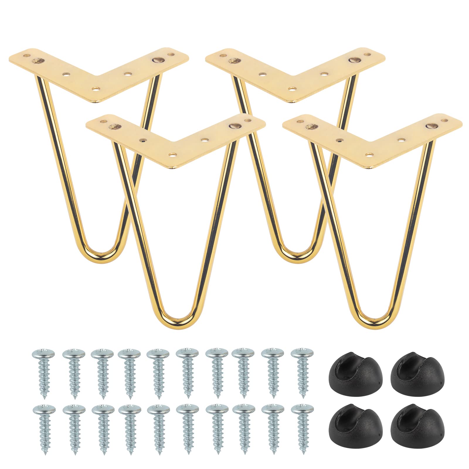 GEDSIOLD 8 Inch Gold Heavy Duty Hairpin Furniture Legs, Metal Home DIY Set of 4 Projects for TV Stand, Sofa, Cabinet, etc with Rubber Floor Protectors