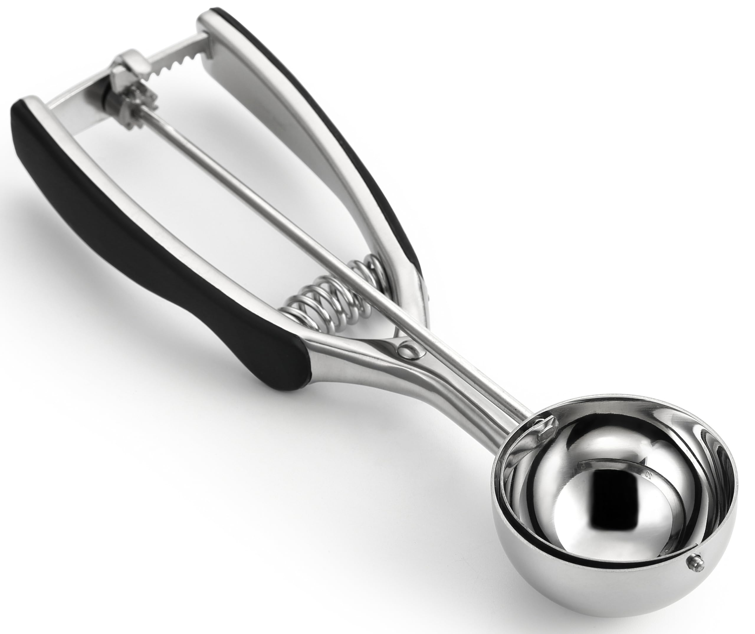 Spring Chef Large #20 Stainless Steel Cookie Scoop for Baking, Multifunctional Cookie Dough Scoop with Trigger Release - Dishwasher Safe Melon Baller - 2.93 Tablespoon Food Scooper for Kitchen - Black