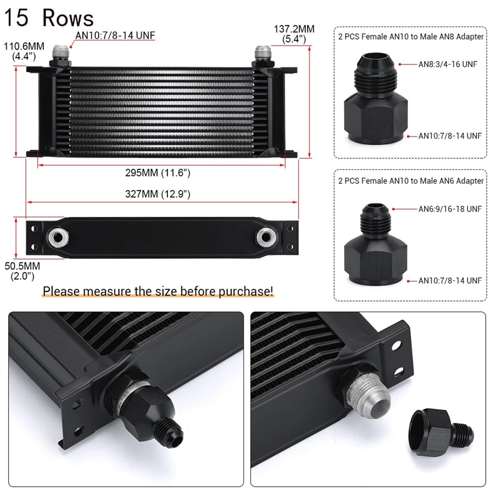 Radiateur en Aluminium AN10, 10/13/15/16/19/25/30 Rangées, Type Britannique, Refroidisseur D'huile Moteur, Radiateur De Remplacement Universel