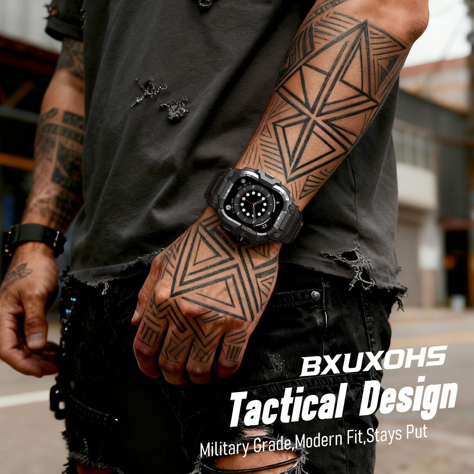 BXUXOHS Resistentes Funda y Correa para Apple Watch 44mm Hombre,para Apple Watch SE 3/SE 2a Generación/SE/Series 6/5/4,Protector Antigolpes de Nivel Militar,Correas Táctica para iWatch 6/5/4/SE 3/2