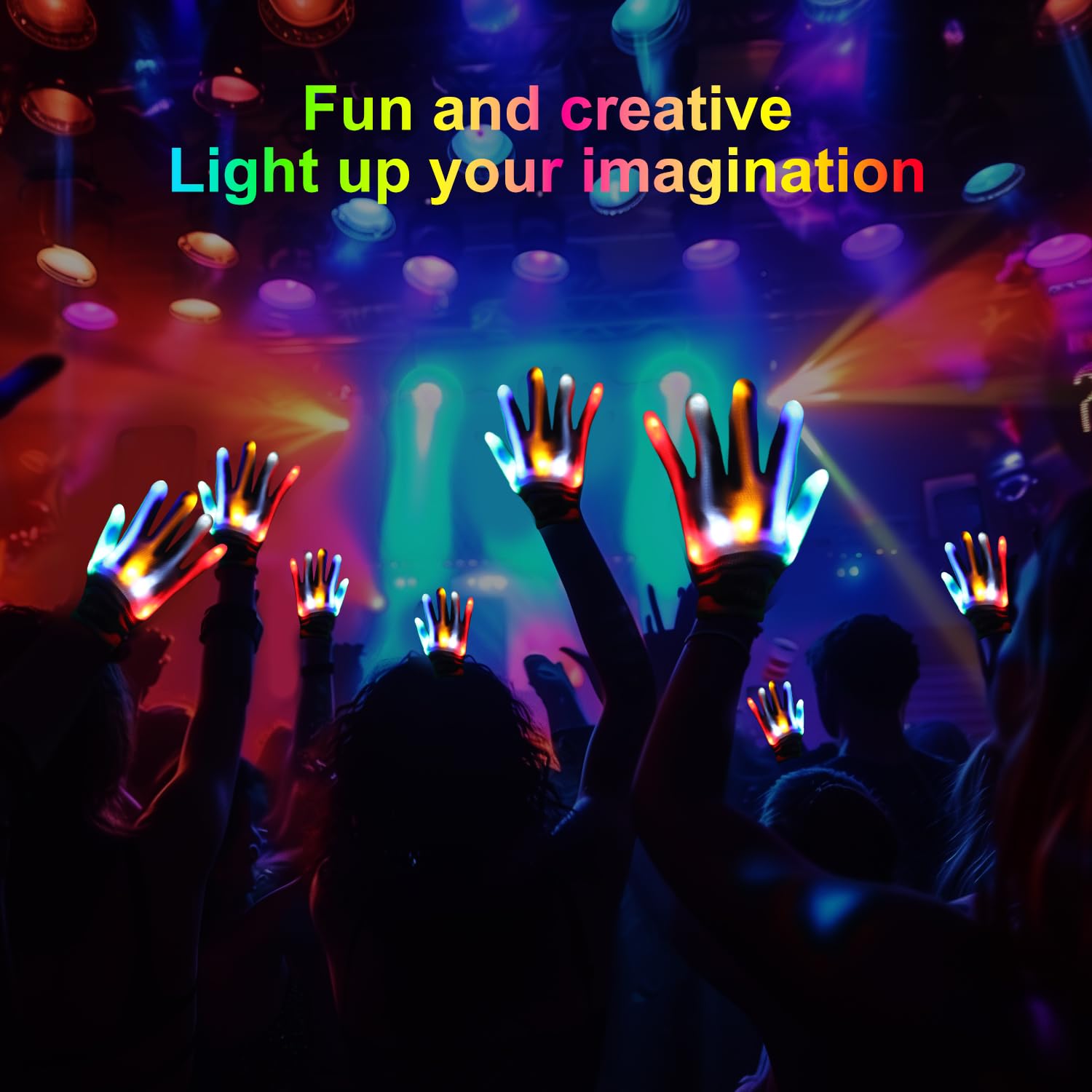 Kimimara LED Kinder Handschuhe Glitter Neon Partyhandschuhe Karneval Halloween Glühen Geburtstag Geschenk Weihnachten Club Feier Performance Zubehör Ambiente Requisiten