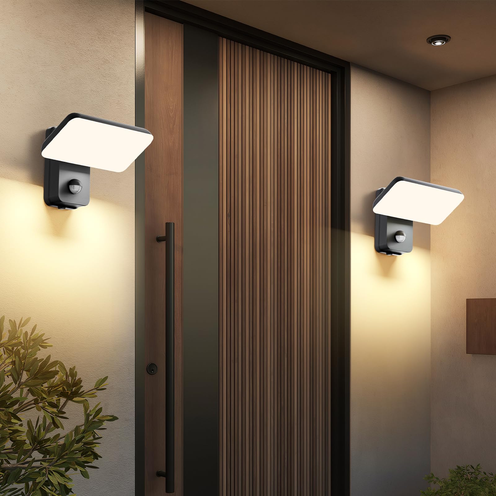 brightower 24W Außenwandleuchte Außenlampe mit Bewegungsmelder,IP65 LED Wandleuchte Außen Aluminium mit Schwenkbar LED Panel,Warmweiß 3000K Außenleuchte für Garten Terrasse (Schwarz 1 Stück)