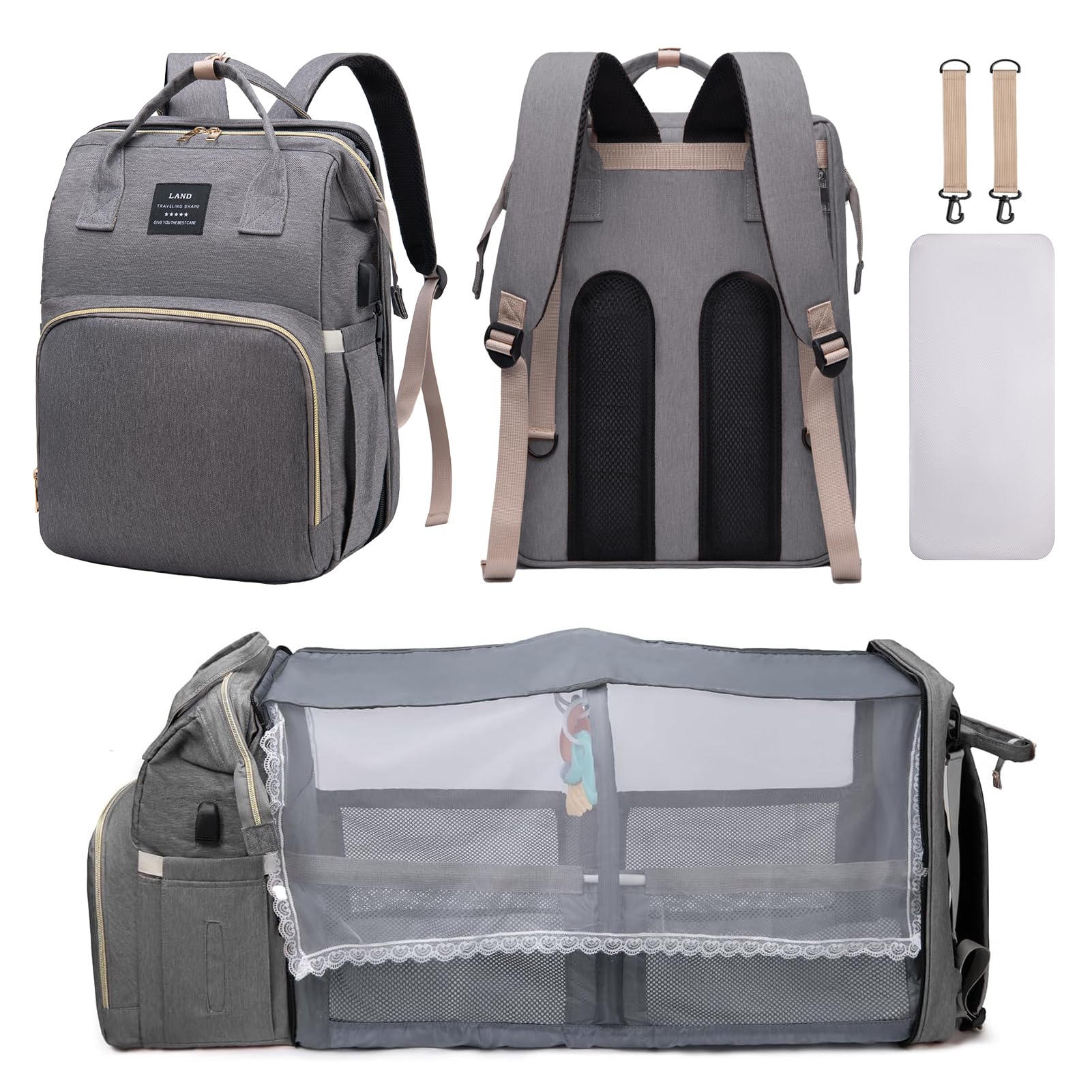 AFDLLDQM Diaper Bag Backpack, Multifunctional Baby Diaper Bag, Diaper Changing Station for Boys Girls, Large Capacity Travel Baby Bag for Mom Dad