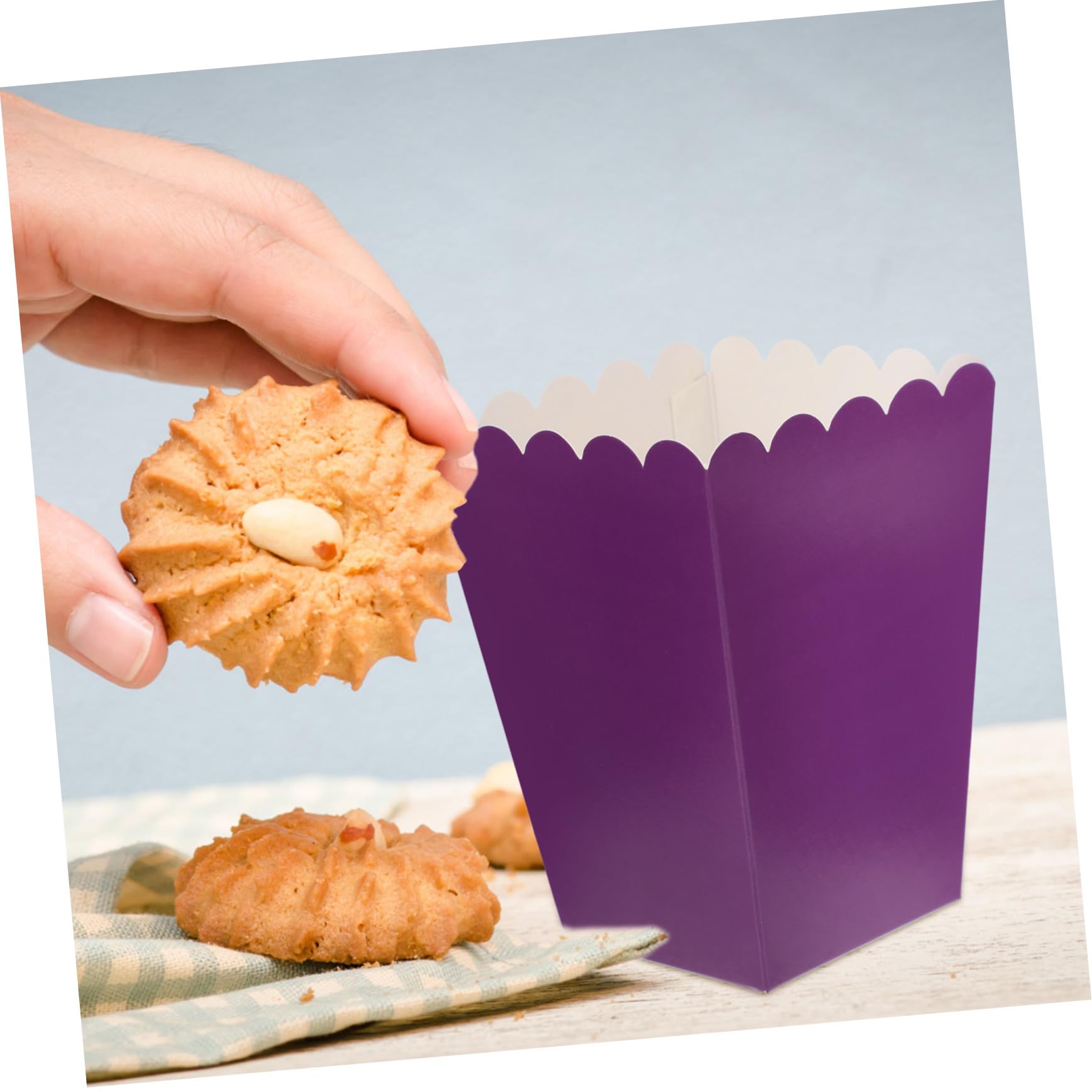 50 Scatole per Popcorn in Carta Viola, Porta Snack Leggeri Pieghevoli per Feste e Cinema, Contenitori Semplici per Caramelle e Biscotti, Confezioni Porta Popcorn per Eventi e Uso