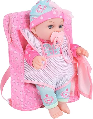 Miniatura 5 de DONTNO Muñeca de bebé de 12 pulgadas con ropa y mochila, muñeca Reborn con pezón de biberones