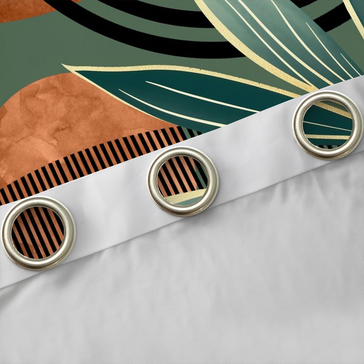 Erosebridal Mid Century Curtains 42" W x 63" L Vintage Bohemian Blackout Curtains,Modern Minimalist Window Curtain & Drapes Abstract Geometric Stripes Art Window Treatments,Green Orange