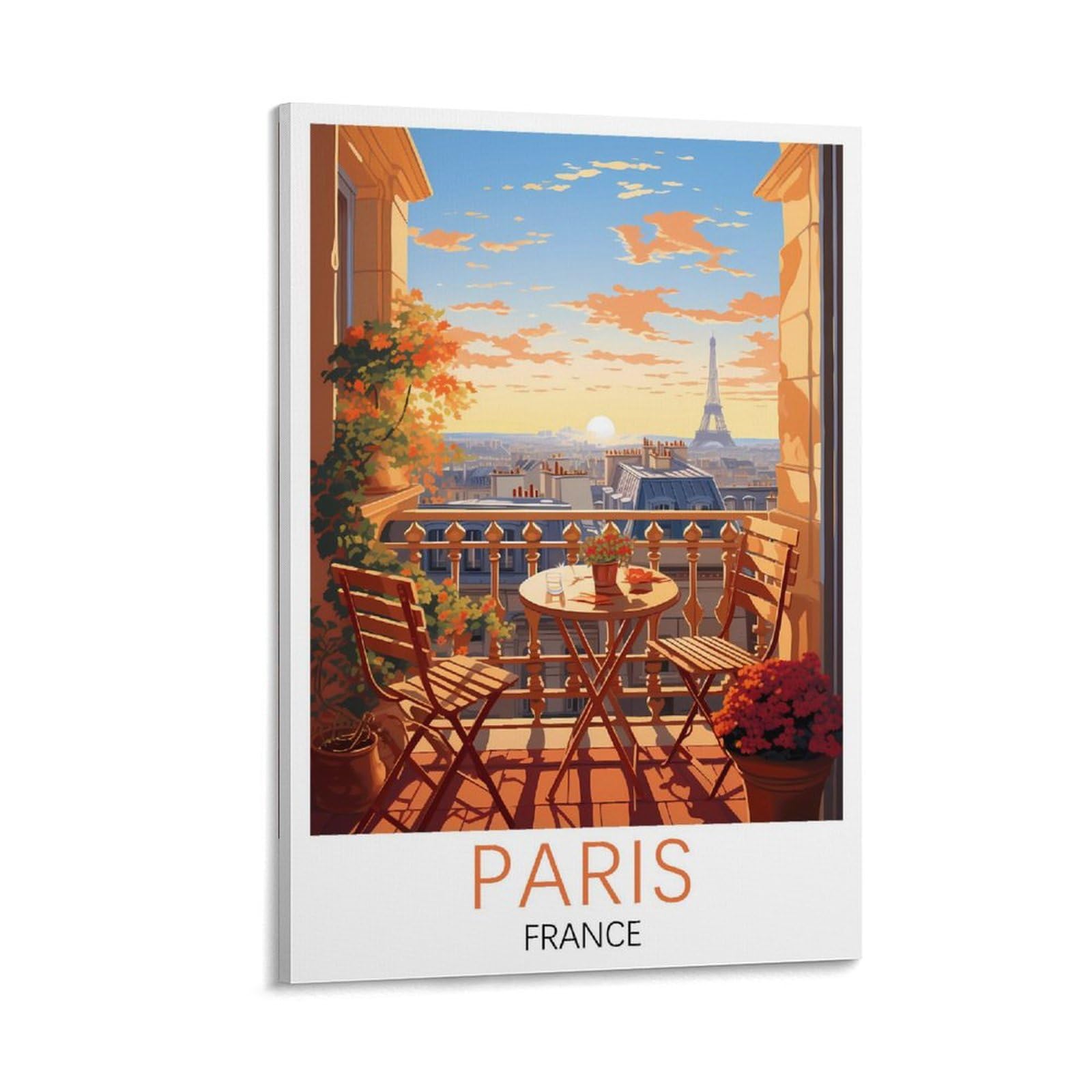Orbana Frame-Style Paris France Vintage Travel Poster 20X30inch(50X75cm) Canvas Print For Living Room, Bedroom, Dorm, Home, Office Wall Decoration