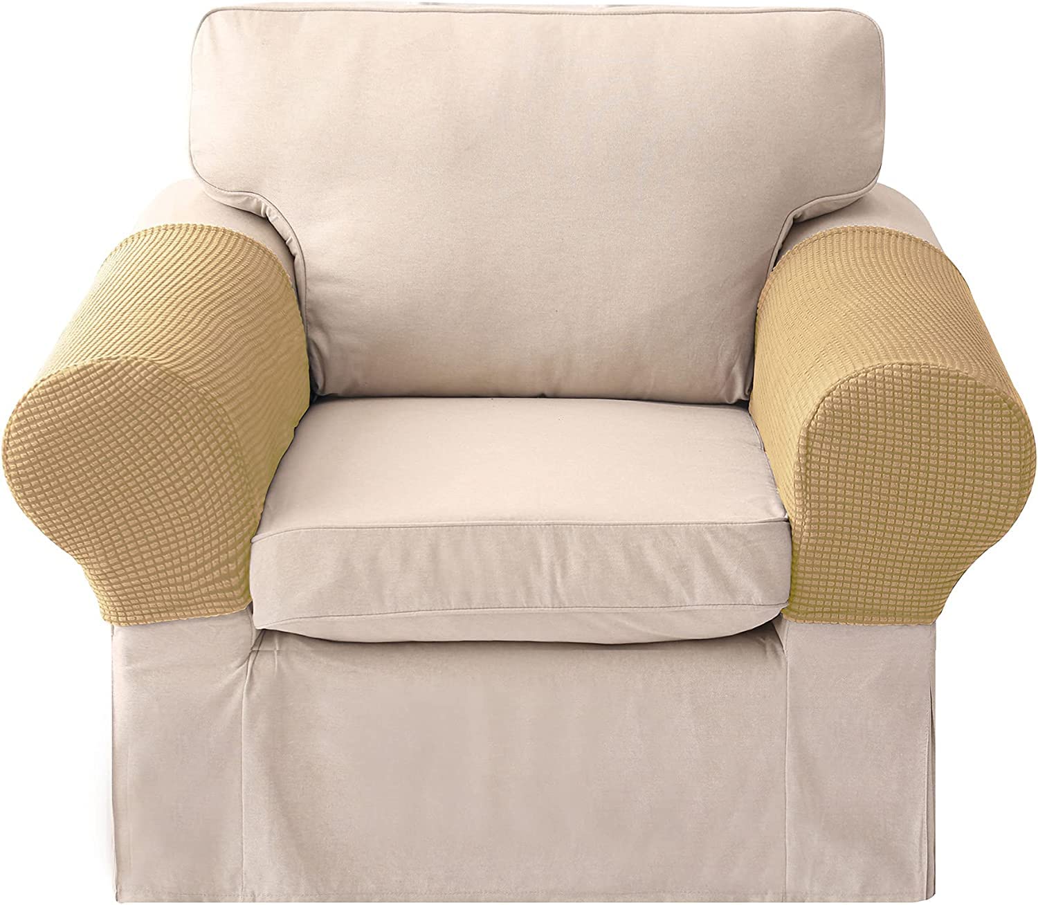 Sesselhussen Stretch Sofa Armkappen Rutschfeste Armlehnenbezüge Armlehnenschutz Spandex Polyester Sofabezüge für Stühle Möbelschutz, 2er Set, Rot (Farbe: einzigartige Farbe, Größe: Set von