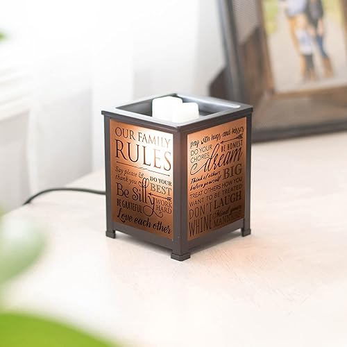 Miniatura 6 de Elanze Designs Family Rules Love Each Other Dream Big Black Metal Electrical Wax Tart & Oil Glass Lantern Warmer