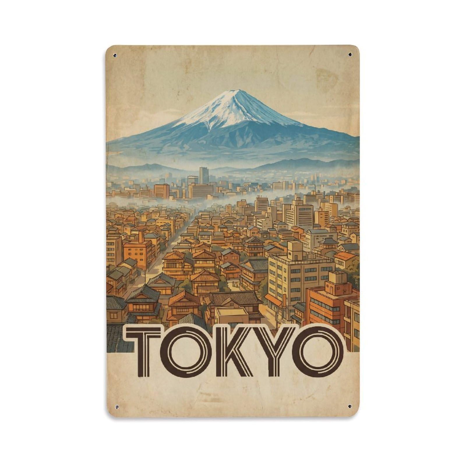 Gead 8X12inch Style Vintage Travel Tokyo Japan Panorama Metal Tin Sign