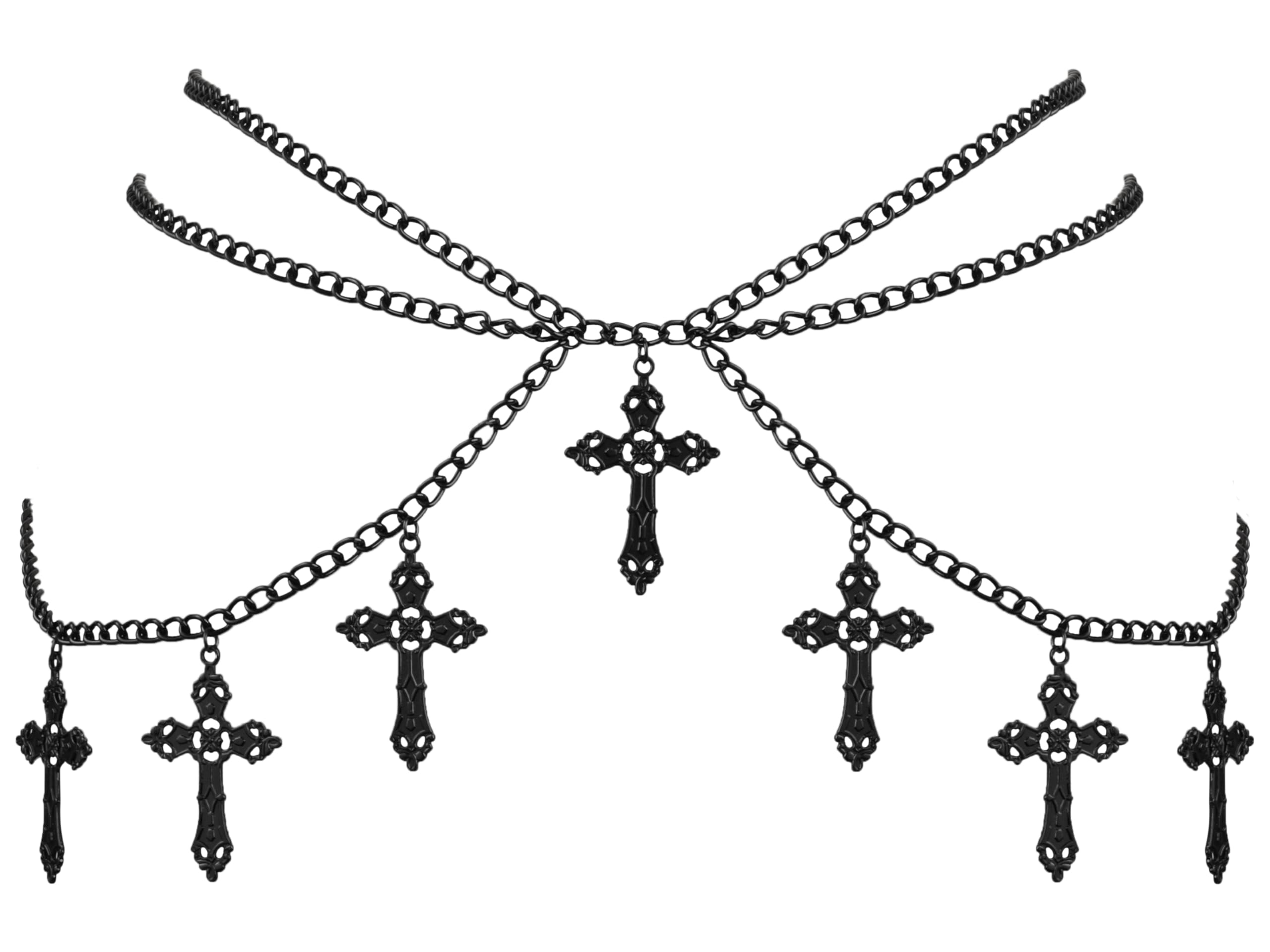 Sacina Gothic Cross Waist Chain & Belt - Emo, Punk, Grunge Accessories: Black