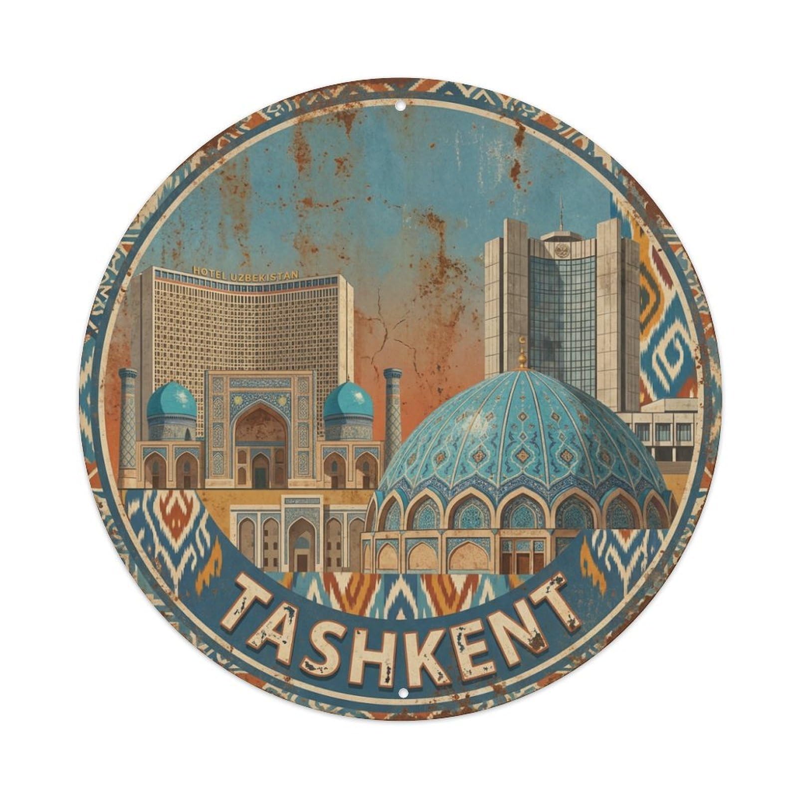 Uzbekistan Vintage Travel Tashkent Metal Tin Sign