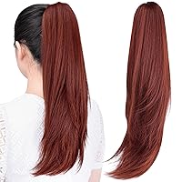 Vista 30 de Extensión de cola de caballo negra, extensiones de cabello con clip de cola de caballo de 20 pulgadas, extensiones de cabello largo y rizado