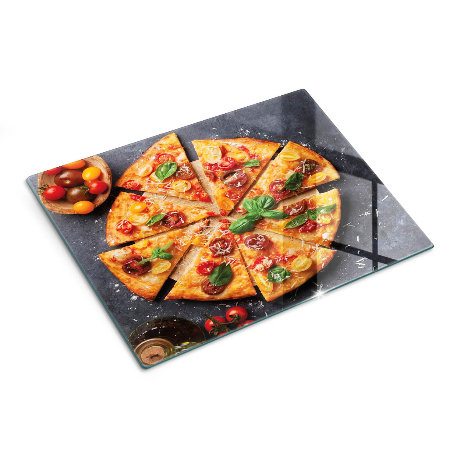 Piastra di protezione e coperchio in vetro 40x30 cm Pomodori per pizza