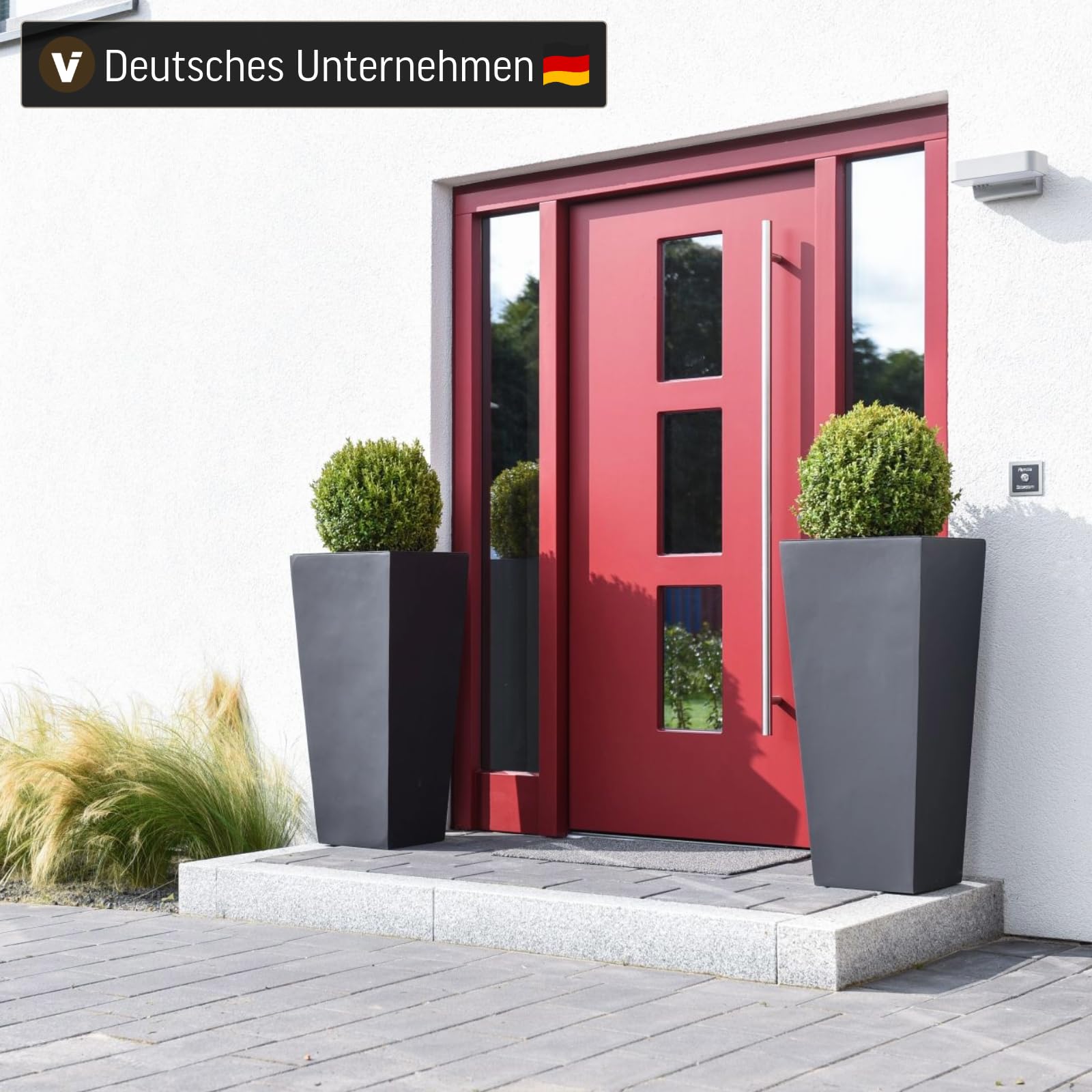 VIVANNO Pflanzkübel Pflanzgefäß Blumenkübel Fiberglas anthrazit-grau Classic - 40x40x90 cm