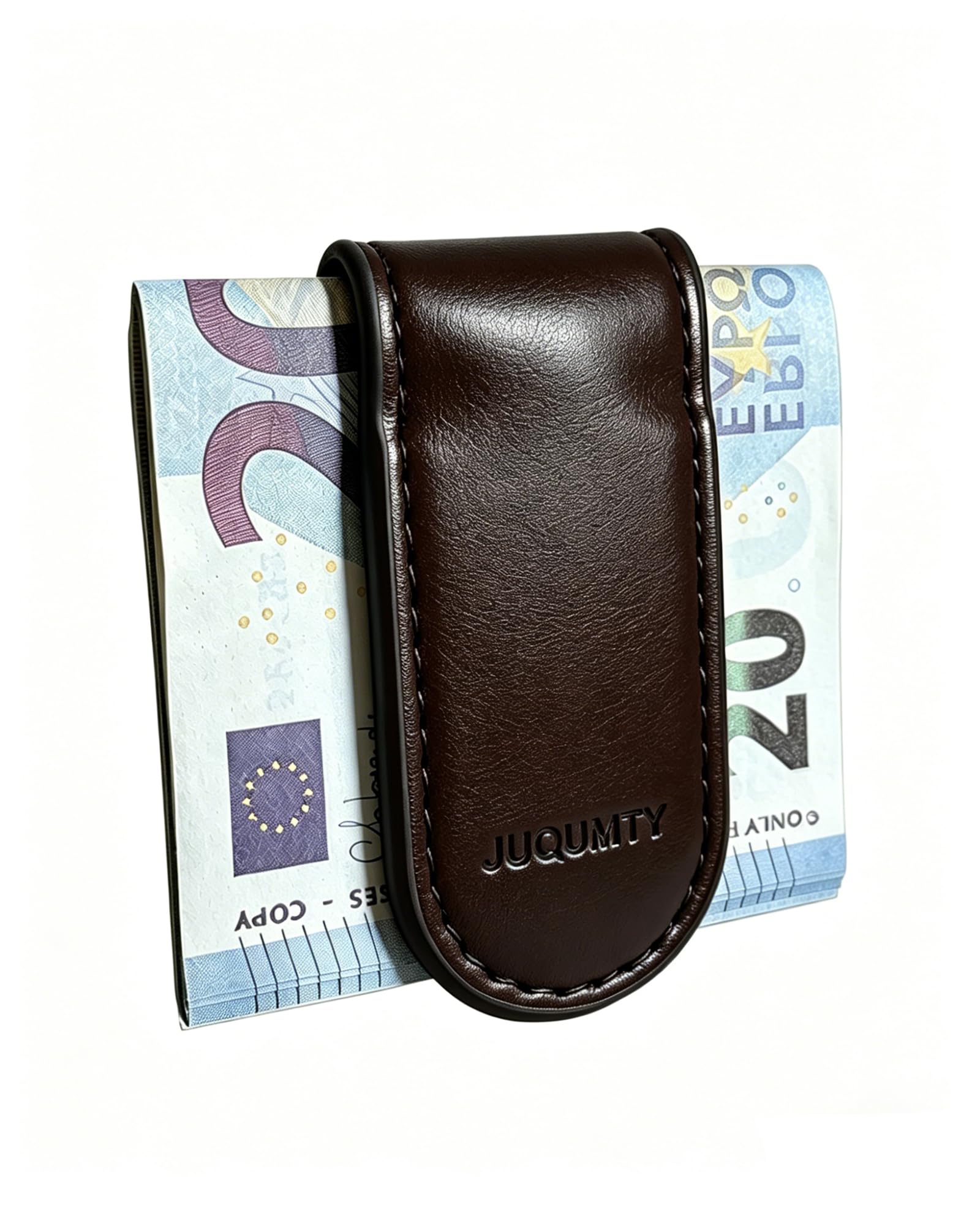 Schlanke Magnet geldklammer für Männer, Leder Kreditkarten und Visitenkartenhalter, Banknotenorganizer, minimalistische Brieftasche für Beruf, Büro Geschenk – Rund Kaffee