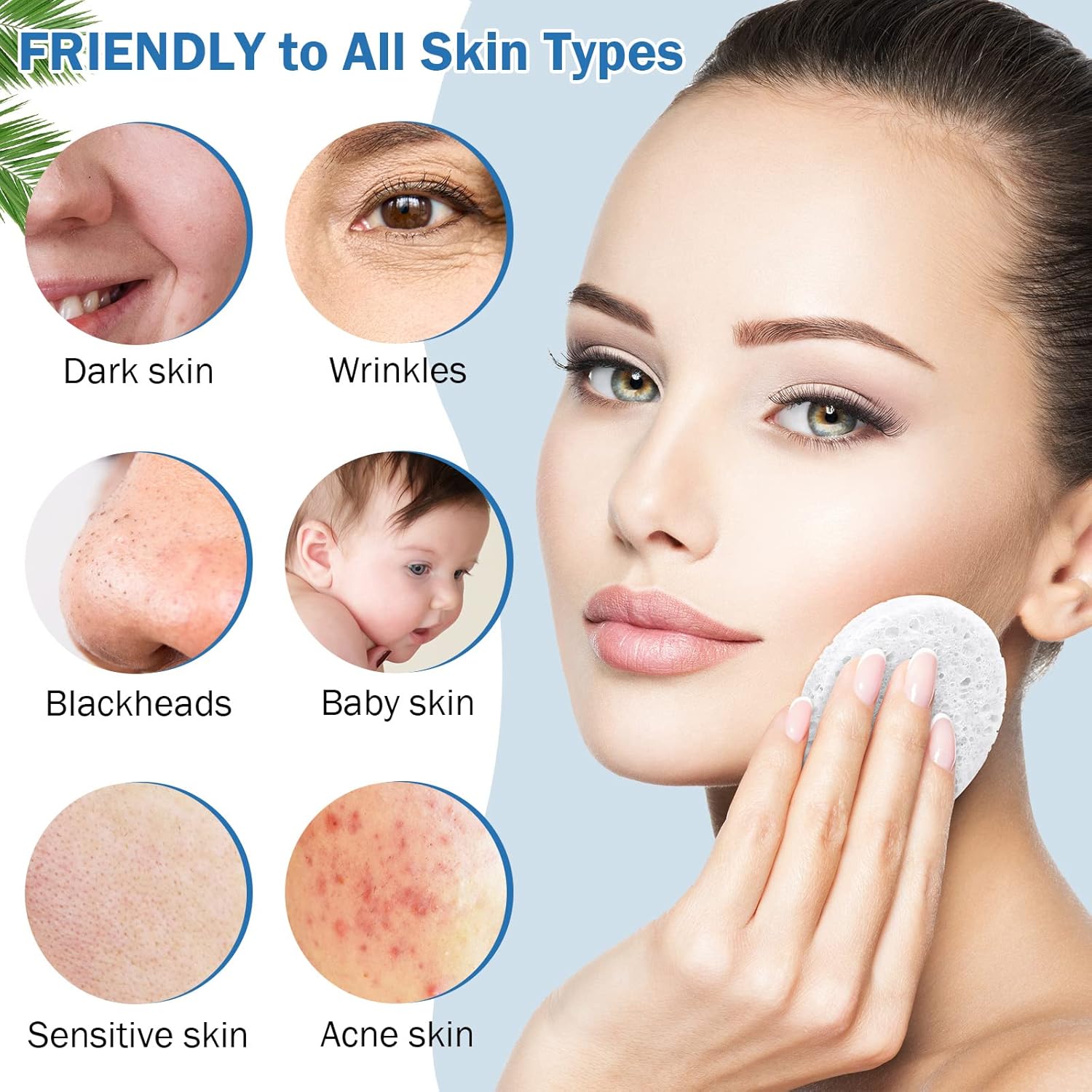 300 Count Compressed Facial Sponges Natural Face Sponges for Cleansing Disposable Facial Exfoliating Pads for Estheticians(White)