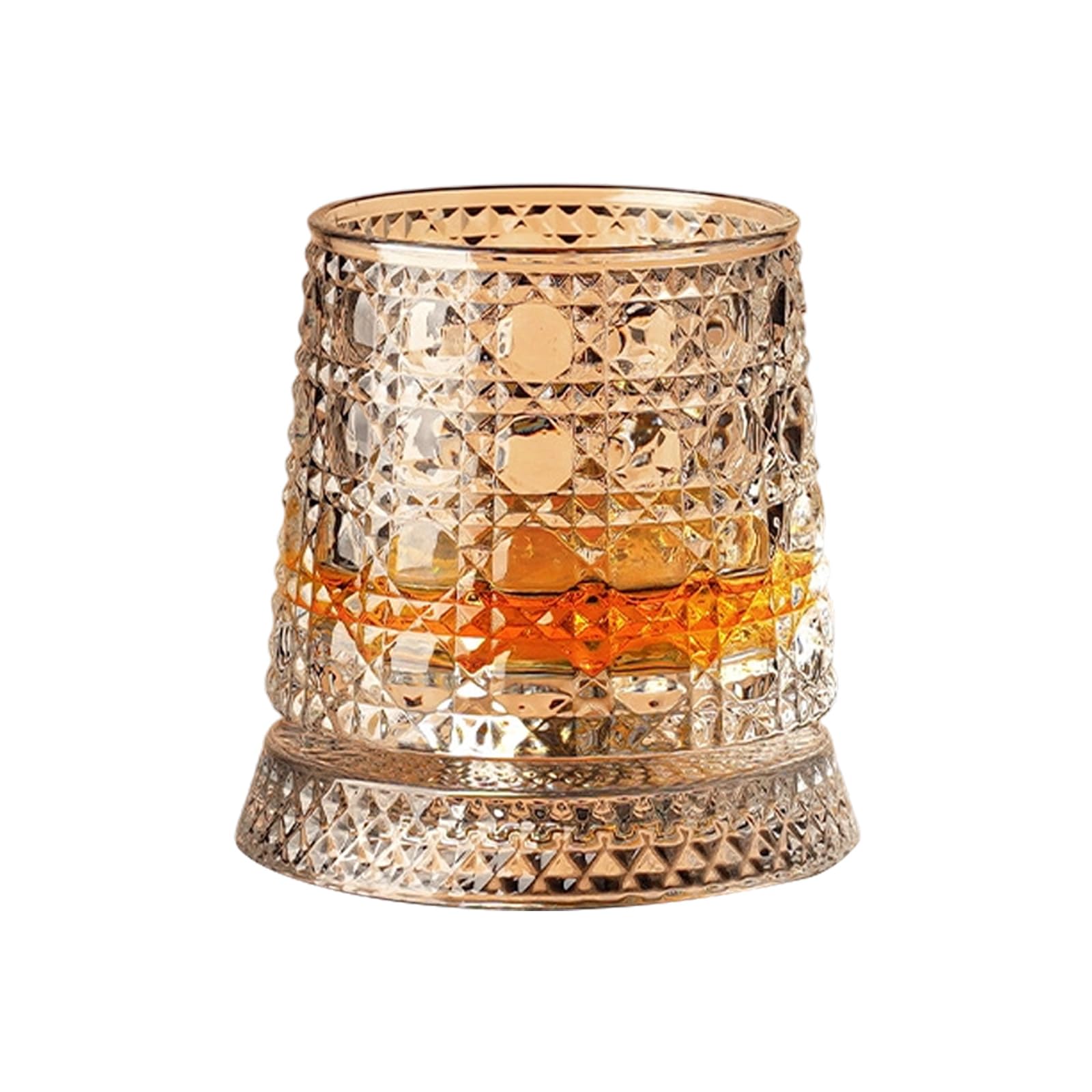 LUCKGONI 360 Degree Rotating Crystal Whiskeys Glass with Base Elegant Beverage Drinking Cup Home Drinkware