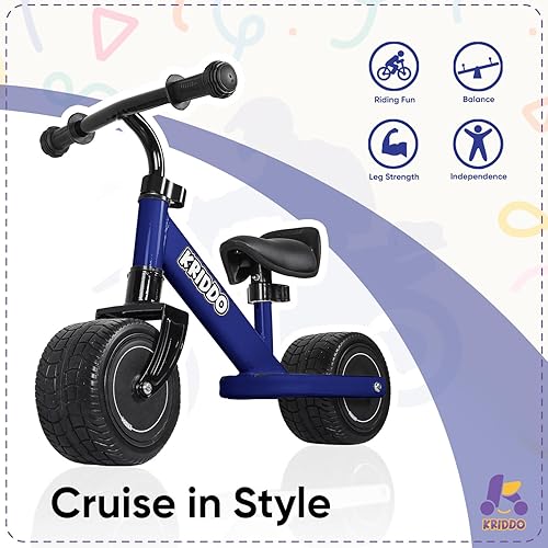 Miniatura 3 de KRIDDO Bicicleta de equilibrio para bebé, diseño de mini crucero con ruedas anchas de poliuretano para niños de 1 a 3 años, regalo ideal de primer