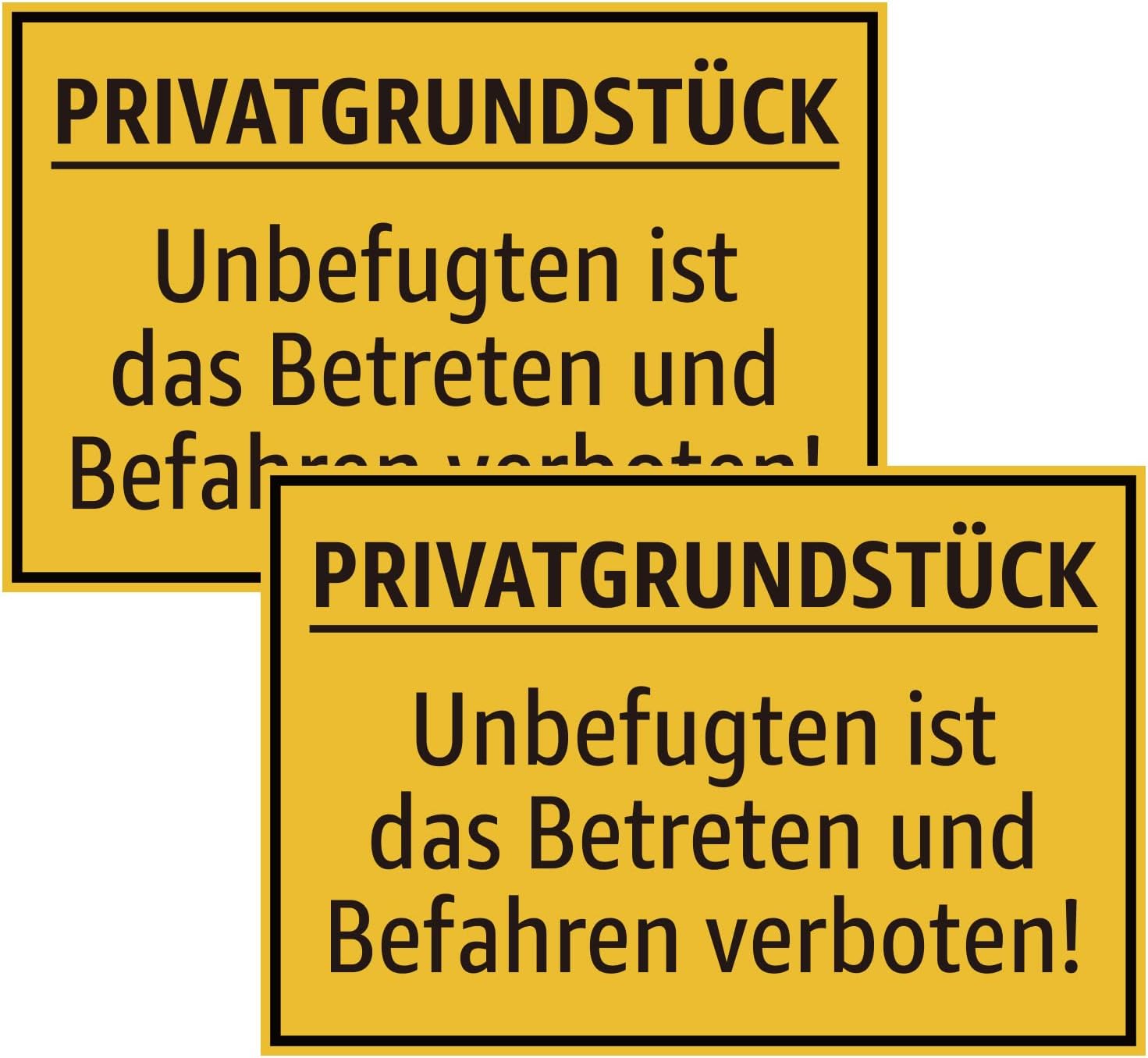 STROBO LOT DE 2 panneaux XXL PrivatGrundstück Unbefugten ist das Entrée