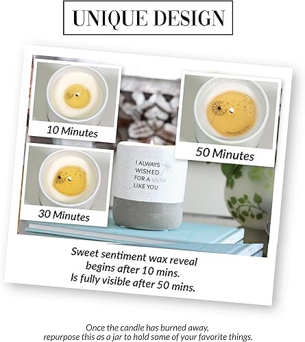 Miniatura 5 de Pavilion - I Always Wished for A Sister Like You - Vela de cera de soja natural con mensaje oculto sorpresa de 10 onzas, aroma de algodón, 1 unidad