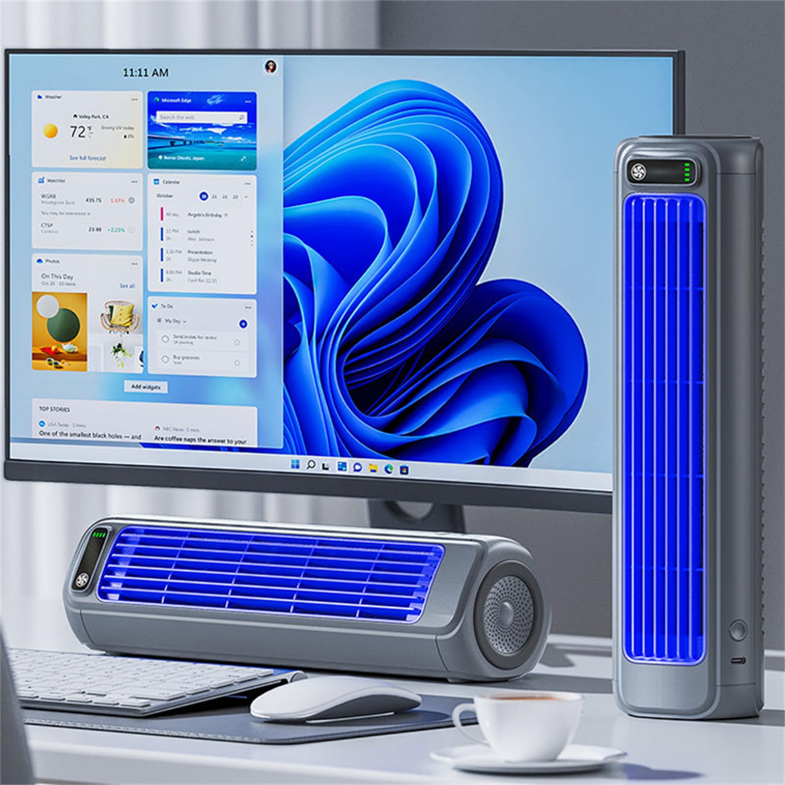 MEIION libiyi cooling ace 2.0 Tragbarer Luftkühler, 3 Geschwindigkeiten Leiser Wandventilator für Schlafzimmer und Büro, wiederaufladbar