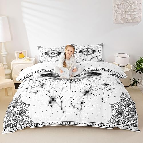 Miniatura 24 de Erosebridal Funda de edredón de arco iris para niñas, diseño de sol y estrellas, tamaño individual, para niños y niños, estilo de dibujos animados