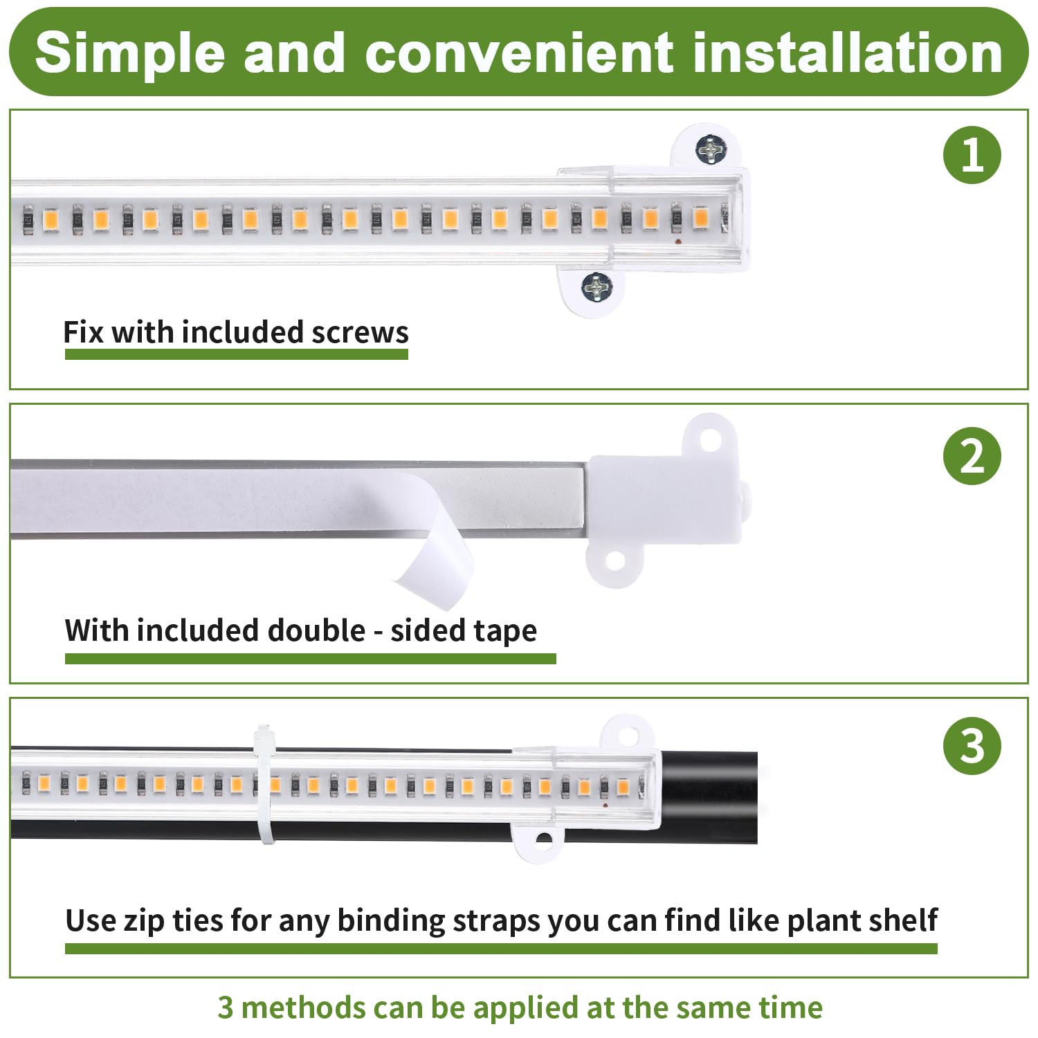 Tiras de luz LED de crecimiento de 8.6 pulgadas, espectro completo de 3500 K, luces de crecimiento para plantas de interior, 4 cabezales con temporizador de 3/9/12 horas, 10 niveles regulables