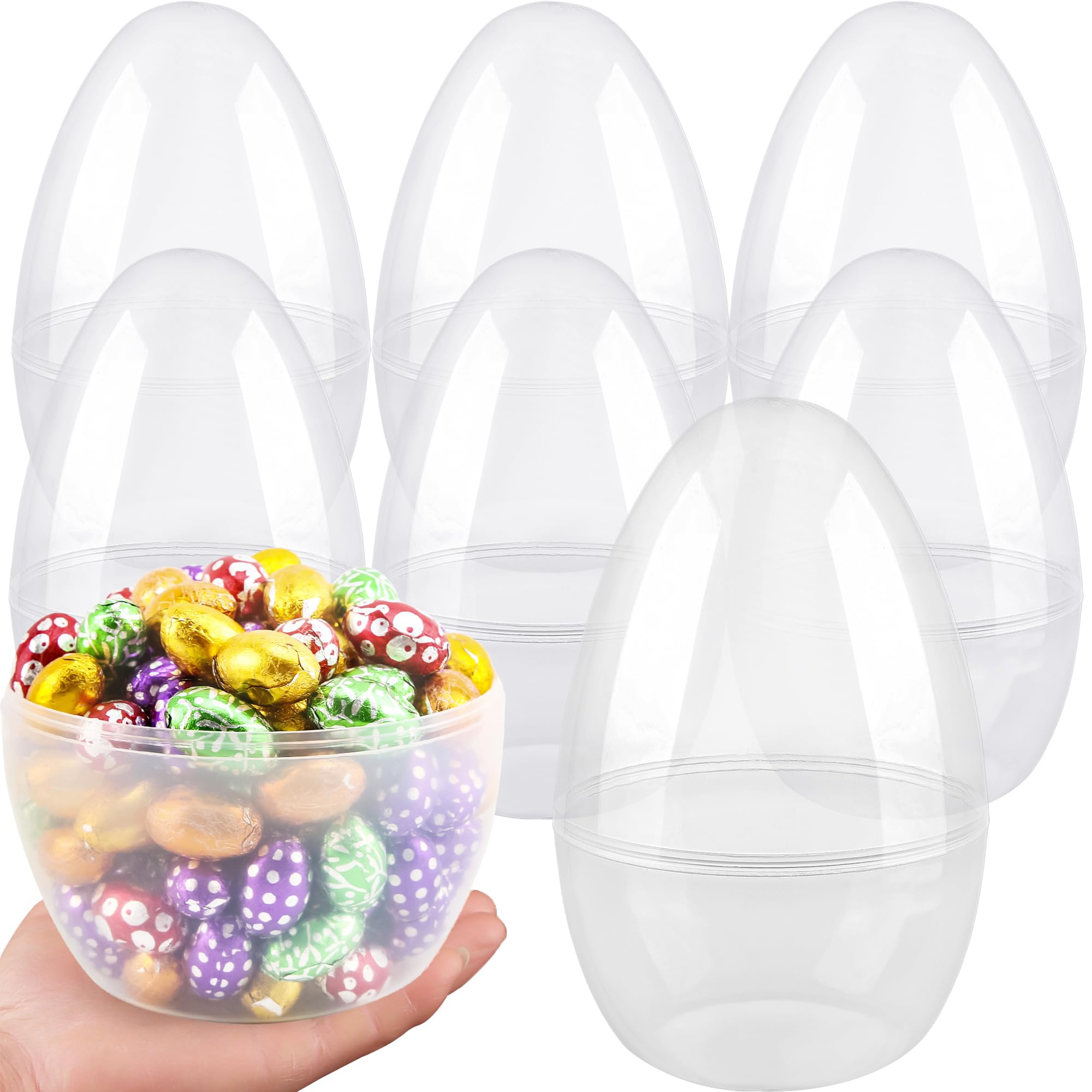 Restroma 10 Inch Jumbo Transparent Easter Eggs Large Clear Easter Eggs Easter Toy for Easter Party Favor (7)