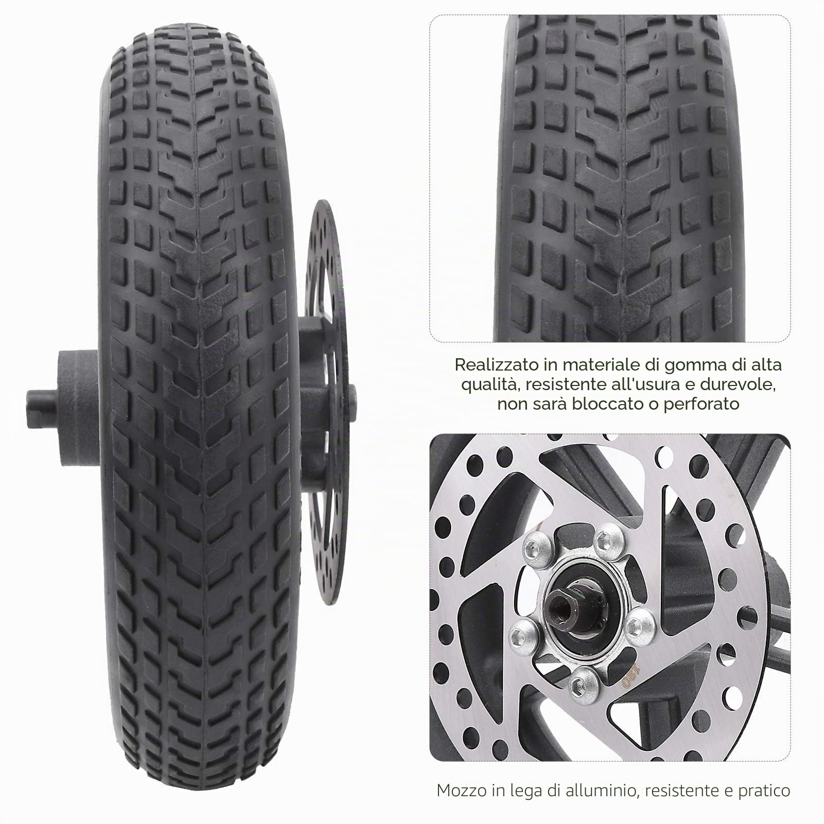 BuyWeek Ruota Posteriore per Scooter, 8,5 Pollici Pneumatico Posteriore con Freno a Disco da 120 mm Ruota Solida di Ricambio per Xiaomi Pro