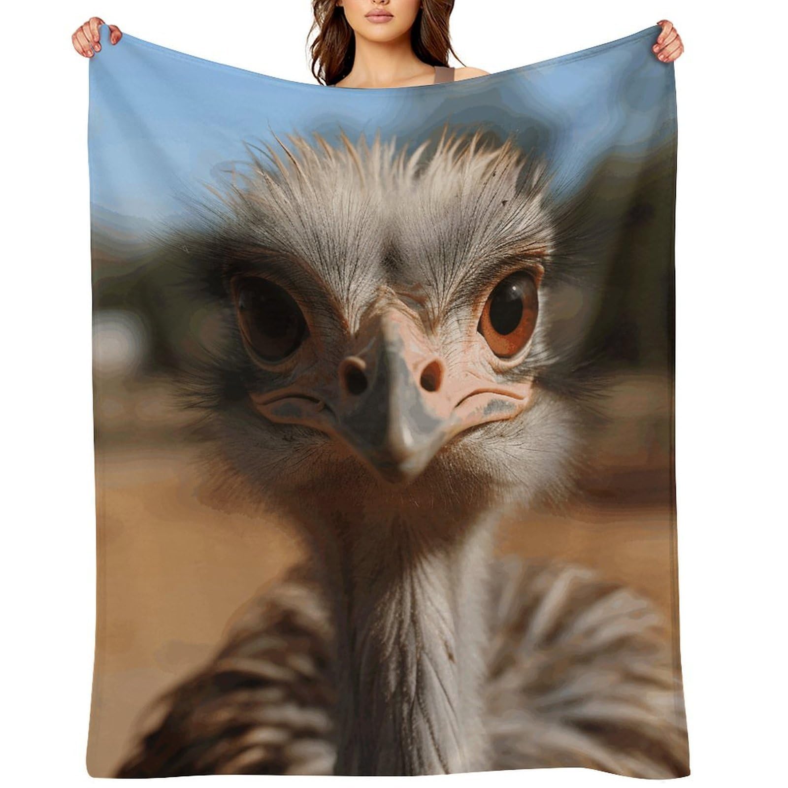 Cute Ostrich Throw Blanket for Couch and Bed Super Soft Warm Lightweight Throw Blankets Cozy Fuzzy Flannel Blanket Personalized Decorative Blankets for Sofa Decor 30"x40"