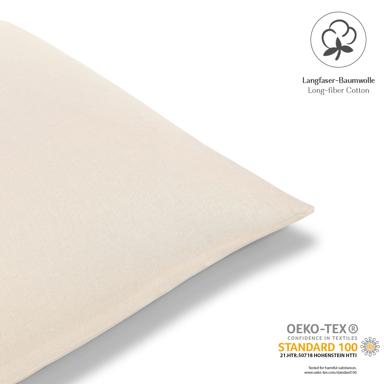 Alreya set van 2 100% katoen renforcé kussenslopen - 50 x 50 cm - met YKK- ritssluiting - hypoallergeen zonder chemische stoffen - Roze