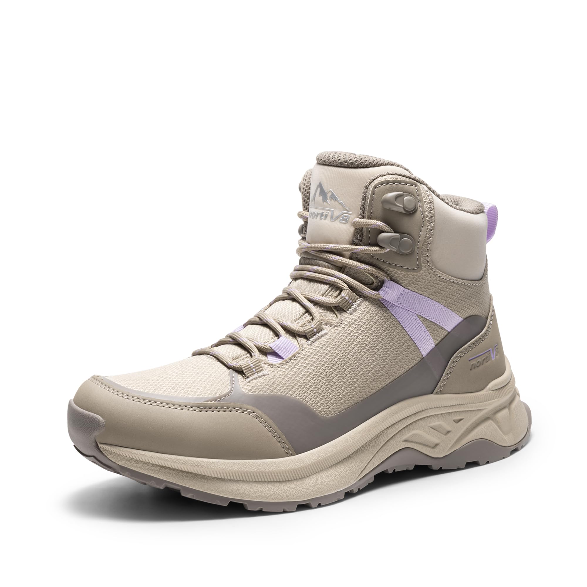 NORTIV 8 Women's Hiking Boots Waterproof Lightweight Outdoor Trekking Comfortable Non-Slip Backpacking Camping Ankle Boot Hollow,Size 8,Khaki,NWUMHB2501