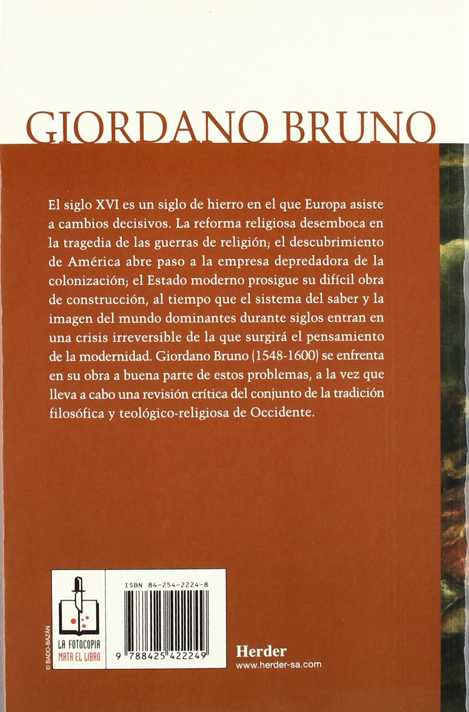 Giordano Bruno: Universo infinito, unión con Dios, perfección del hombre (fuera de colección)
