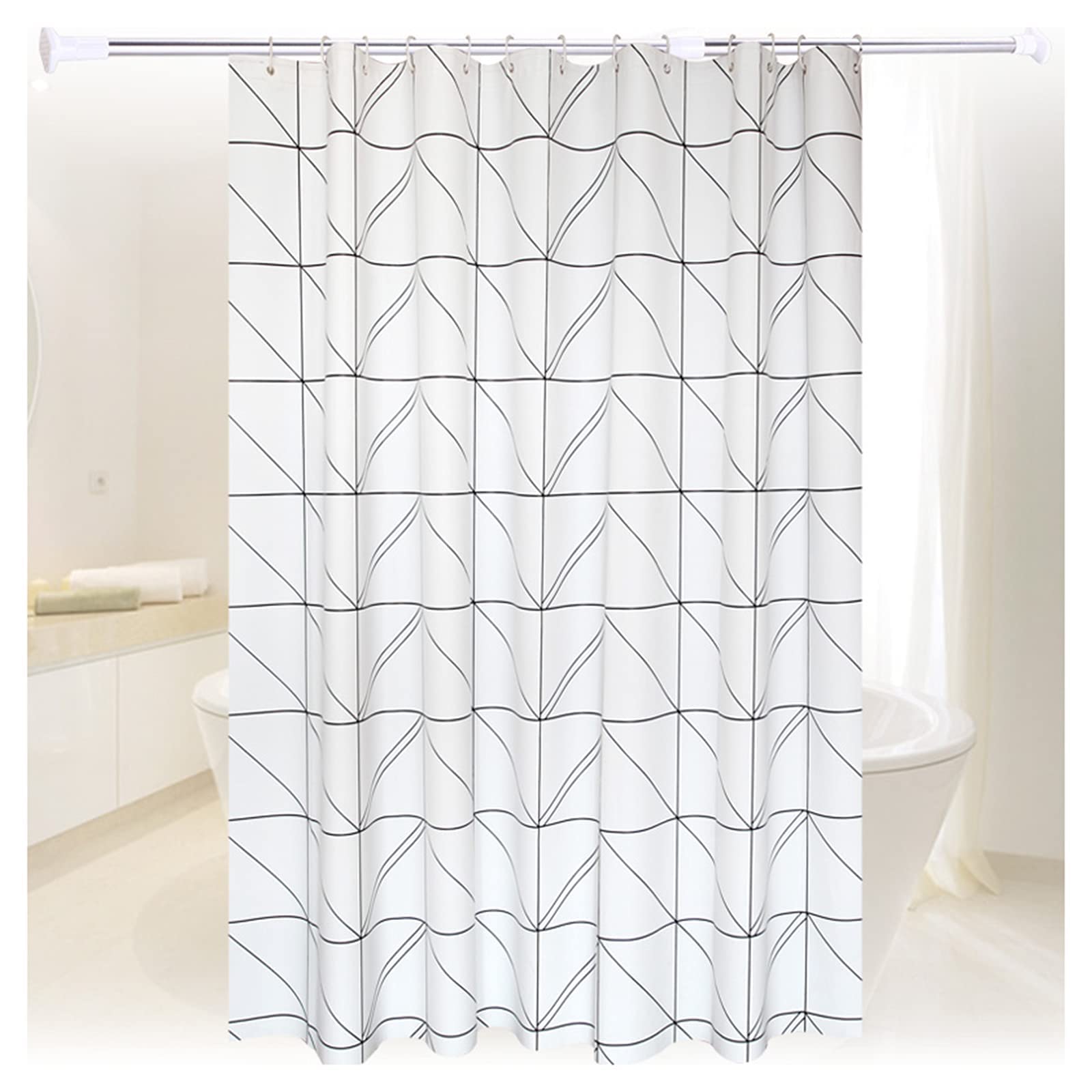 Rideau de douche imperméable nordique opaque épais 80x180 cm avec crochets