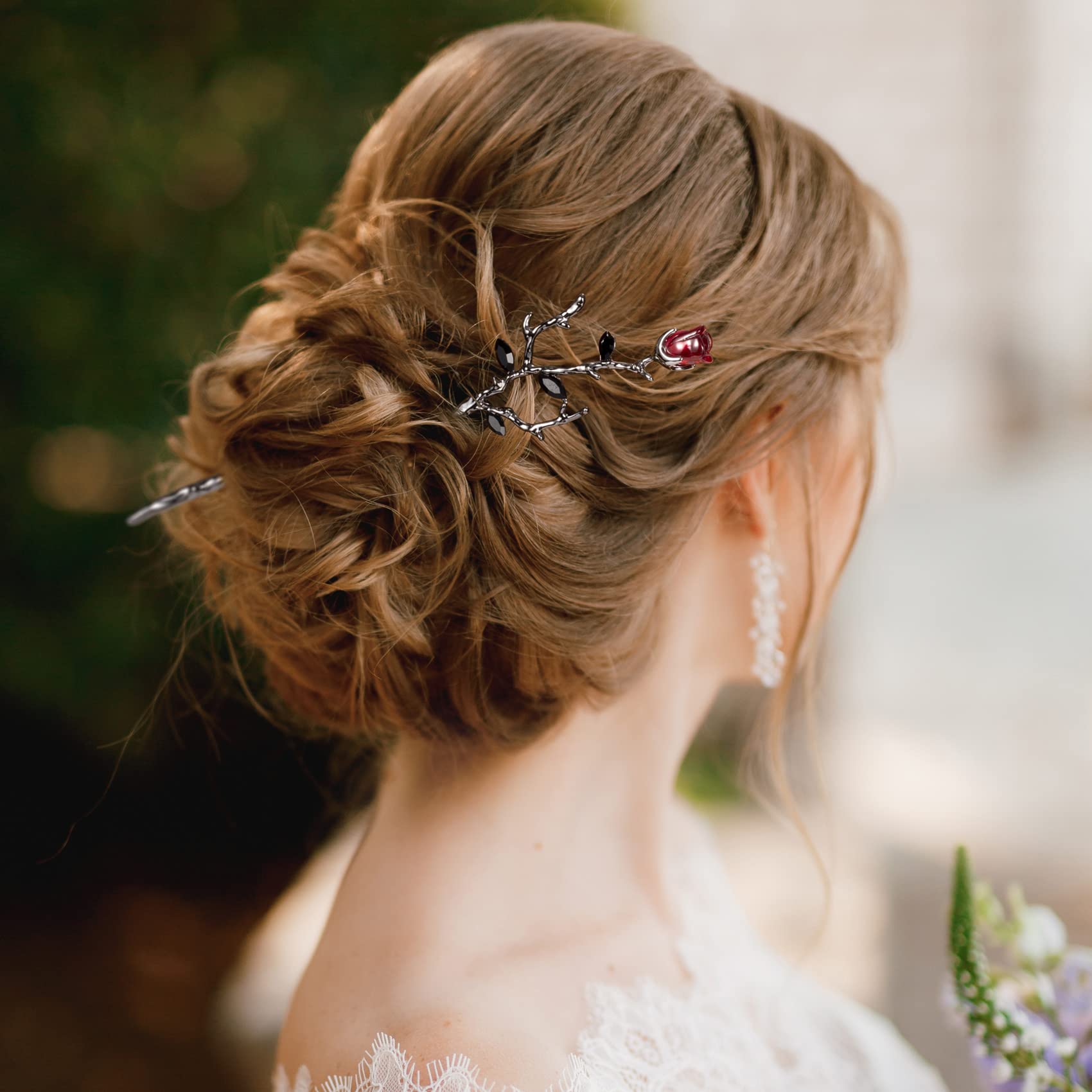 Lot De 2 Baguettes à Cheveux Chinoises En Métal Avec Fleurs Et Perles En Cristal - Élégance Rétro Pour Coiffures Sophistiquées