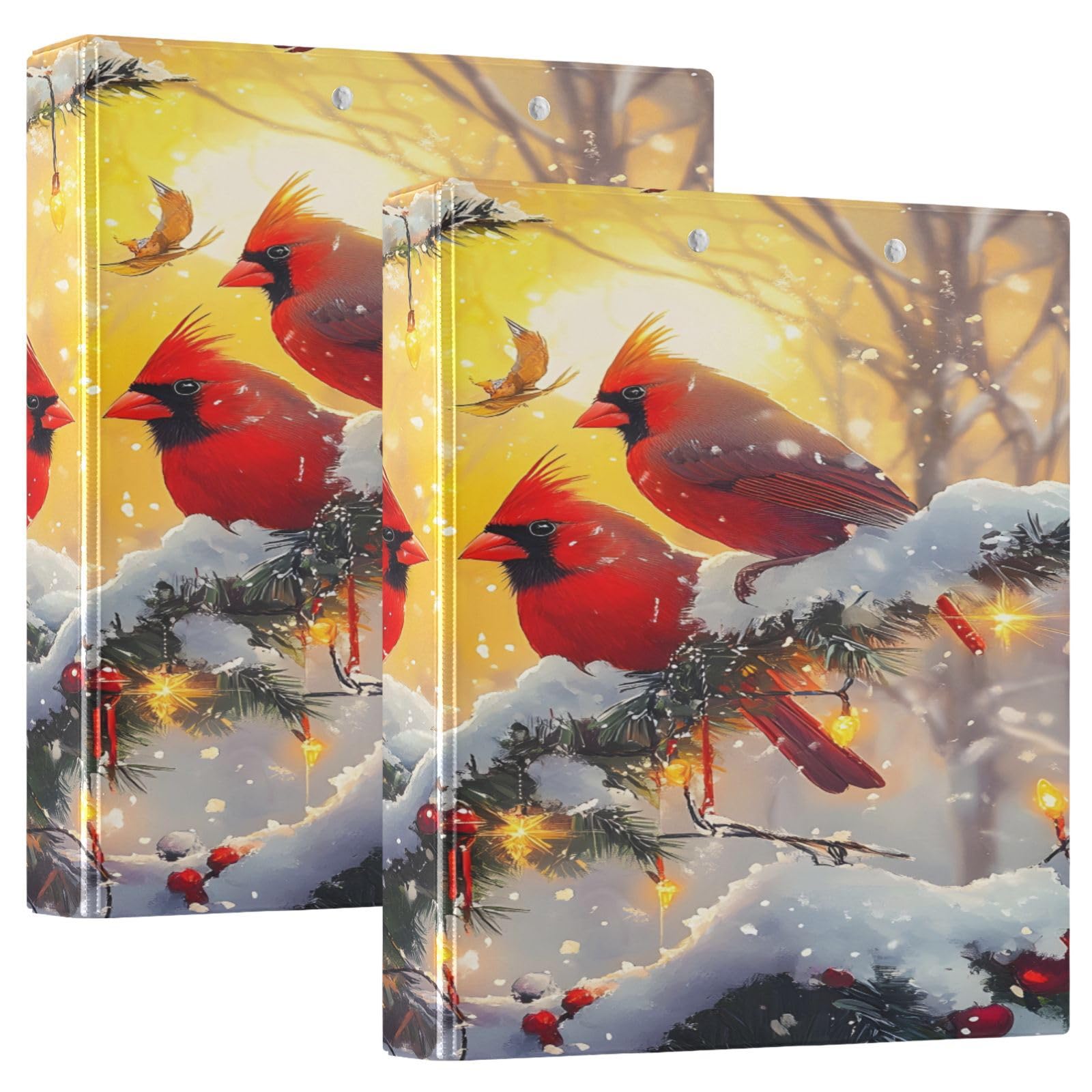 3 Ring Binder Red Cardinals Bird Tree Snowflakes 1.5 inch Binders