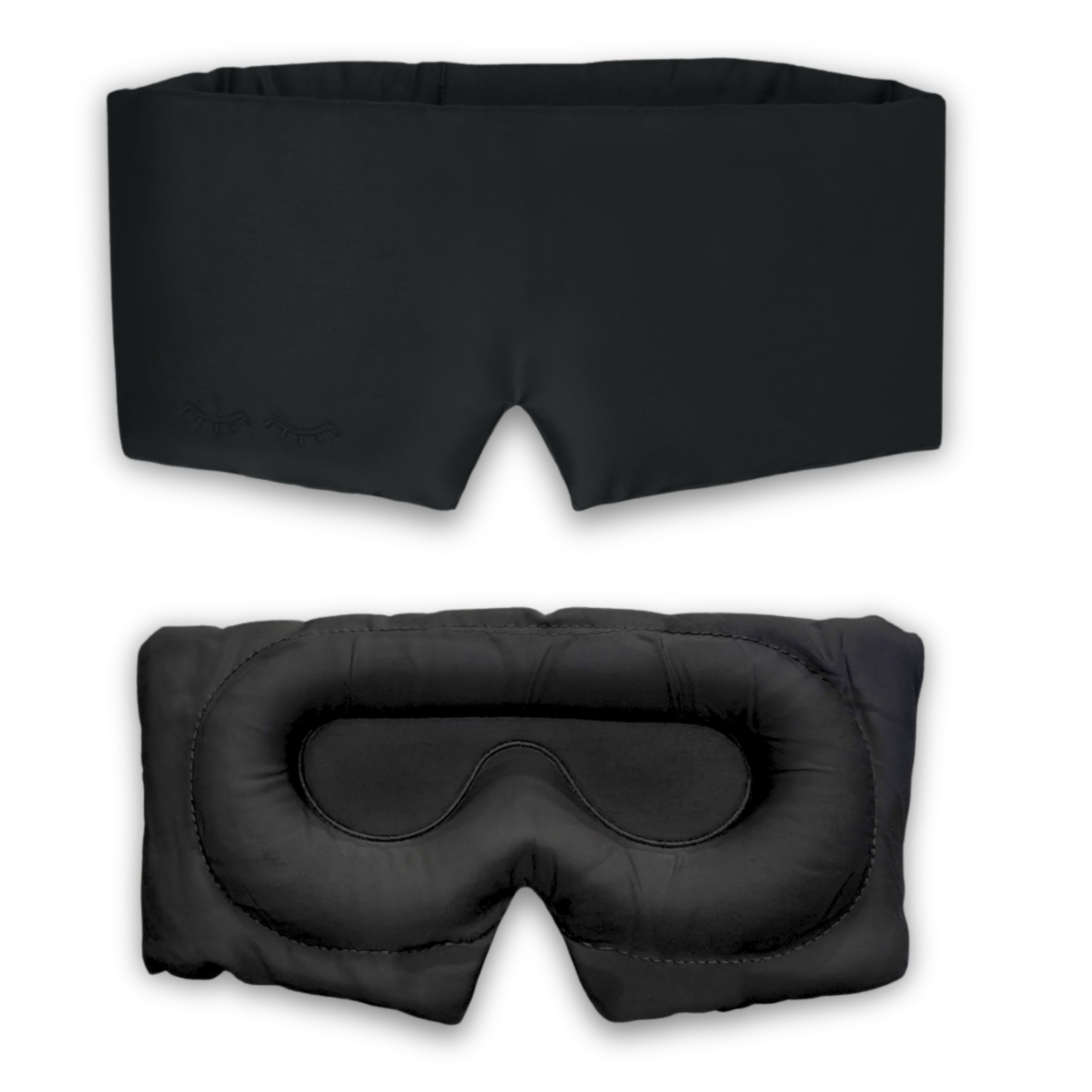 DreamMask 3D konturierte Schlafmaske, Bambusseide, druckfreies Verdunkelungsdesign, tierversuchsfrei (Schwarz)