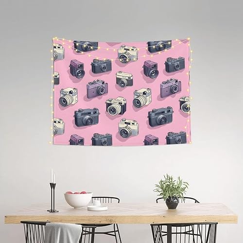 Miniatura 5 de GVYGVY Wall Tapestry for Bedroom Aesthetic 37 * 29 Inch - Retro Camera Pink Print Tapestry Aesthetic Wall Hanging Backdrop for Home Bedroom Dorm