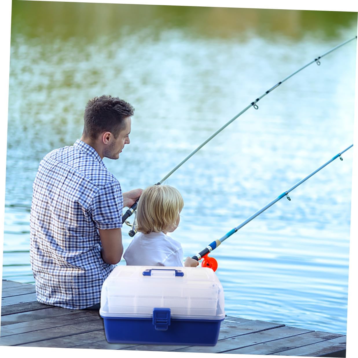 Vaguelly Portable Fishing Tackle Organizer Box 4-layer Fishing Storage Container and Accessories