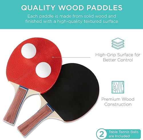 Miniatura 7 de Best Choice Products Mesa de ping pong portátil de 6 x 3 pies, de tamaño mediano, plegable, para interiores y exteriores, con 2 paletas, 4 pelotas