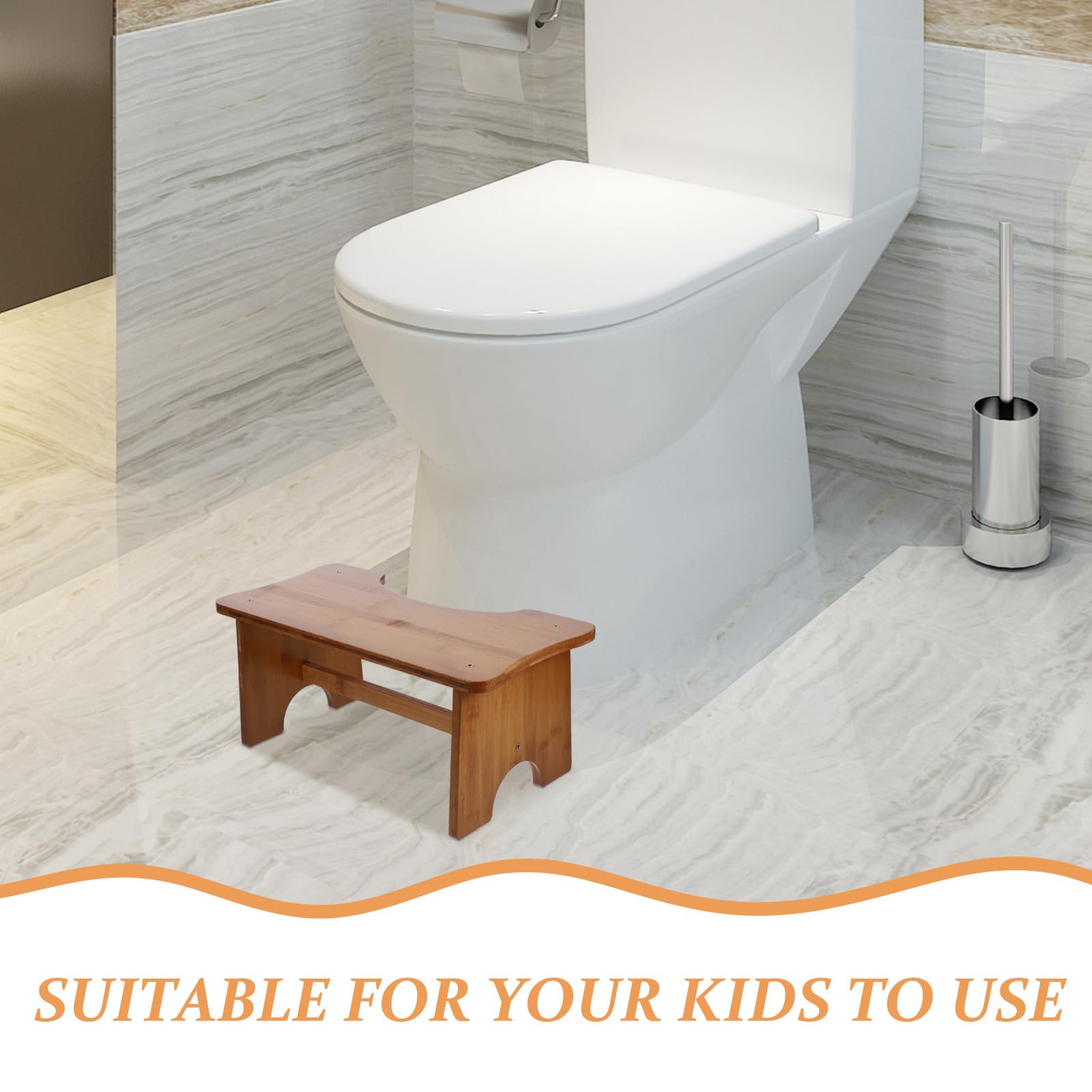 VOSAREA Taburete Ahorra Espacio Estructura Estable para de Madera para Baño Infantil y Facilita el Uso del Inodoro para Niños y Diseño Rectangular Niños