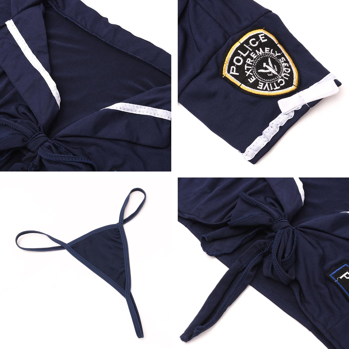 Conjunto de lencería sexy de policía para mujer, conjunto de 2 piezas de anime, babydoll de anime, disfraz de azafata de aerolínea, uniforme para Halloween, San Valentín